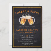 カントリー風ブラックボード 誕生日 Cheers & Beers 招待状 (正面)