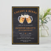 カントリー風ブラックボード 誕生日 Cheers & Beers 招待状 (スタンド正面)