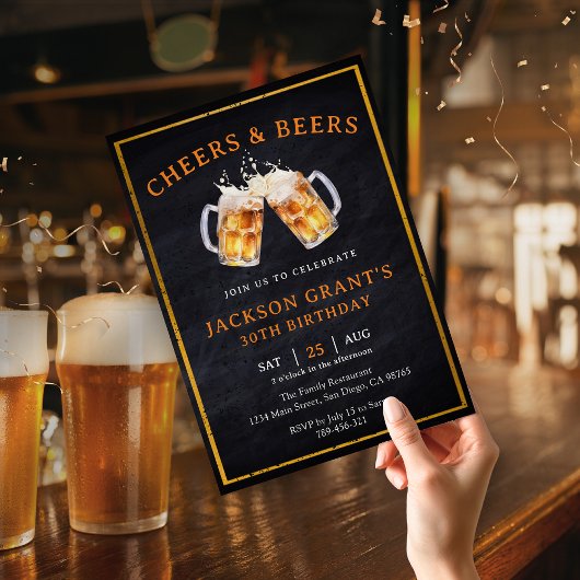 カントリー風ブラックボード 誕生日 Cheers & Beers 招待状
