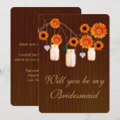 カントリー風 オレンジのメイソンジャー お願いカード 招待状 (正面/裏面)