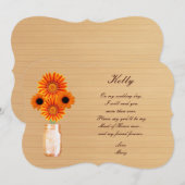 カントリー風 オレンジのメイソンジャー メイド・オブ・オナー カード (正面/裏面)