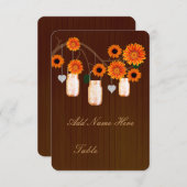 カントリー風 オレンジ色のメイソンジャー テーブルプレイスカード 招待状 (正面/裏面)