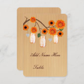 カントリー風 オレンジ色のメイソンジャー テーブルプレイスカード 招待状 (正面/裏面)