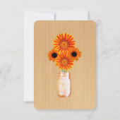 カントリー風 オレンジ色のメイソンジャー テーブルプレイスカード 招待状 (裏面)