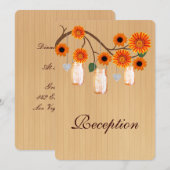 カントリー風 オレンジ色のメイソンジャー 受付カード 招待状 (正面/裏面)
