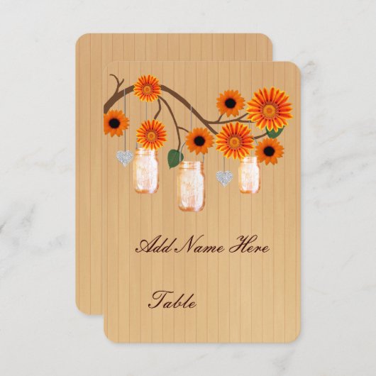 カントリー風 オレンジ メイソンジャー テーブル 名札 招待状 (正面/裏面)