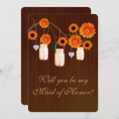 カントリー風 オレンジ メイソンジャー メイド・オブ・オナー カード (正面/裏面)