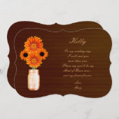 カントリー風 オレンジ メイソンジャー メイド・オブ・オナー カード (正面/裏面)