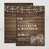 カントリー風 ライト マソンジャー 結婚式 招待状 (正面/裏面)