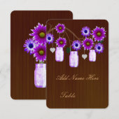 カントリー風 ラスティック パープル メイソンジャー テーブルプレースカード 招待状 (正面/裏面)