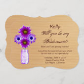カントリー風 ラスティック パープル メイソンジャー 花嫁の仲間 カード (正面/裏面)