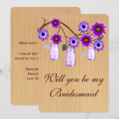 カントリー風 ラスティック パープル メイソンジャー 花嫁の友達 カード (正面/裏面)