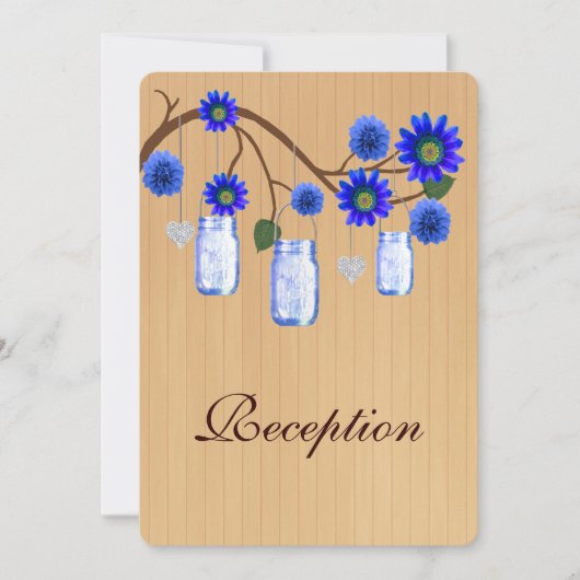 カントリー風 ラスティック ブルー メイソンジャー 受付カード 招待状 (正面)