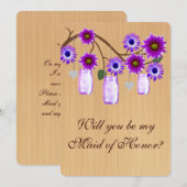 カントリー風 ラベンダー メイソンジャー メイド・オブ・オナー カード (正面/裏面)