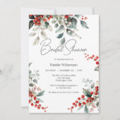 カントリー ウィンター ホーリー ブライダル シャワー 招待状 (正面)