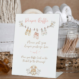 カントリー ウィンター ボホ ベイビー ガール おむつくじ看板 台座サイン