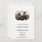 カントリー・ウェスタンフォーマル白黒の結婚写真 招待状 (正面)