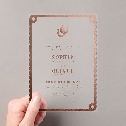 カントリー・ウェスタンモダン結婚ズ アクリル招待状 (インサイチュ (ポータブル))