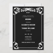 カントリー・ウェスタンヴィンテージフォーマル白黒結婚ズ 招待状 (正面)