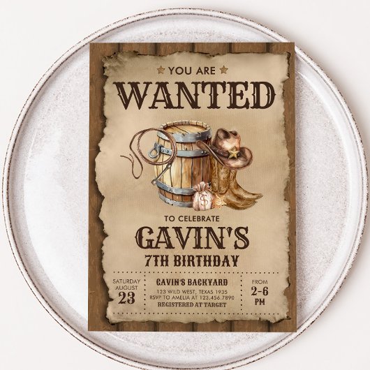 カントリー・ウェスタン指名手配カウボーイ誕生日パーティー 招待状