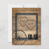 カントリー・ウェスタン結婚式招待状、ワゴン車 招待状 (正面)