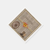 カントリー・ウェスタン、ひまわり木のロープカスタム スタンダードカクテルナプキン (角)