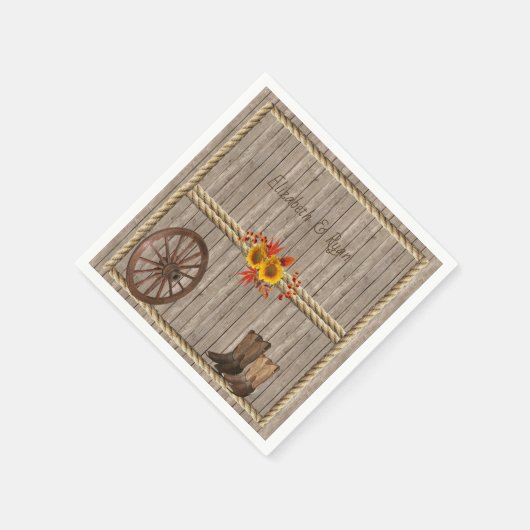 カントリー・ウェスタン、ひまわり木のロープカスタム スタンダードカクテルナプキン (角)