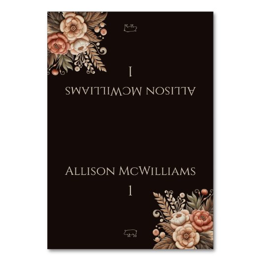 カントリー・ウェスタン・ウェディング・フラワーズポーク・アイコン テーブルナンバー (正面)