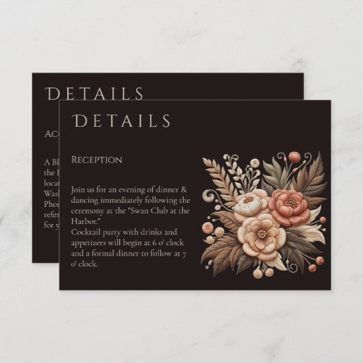 カントリー・ウェスタン・ウェディング・フラワー エンクロージャーカード (正面/裏面)