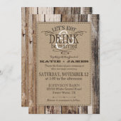 カントリー・ウェスタン・ウッド・プ素朴ランクス結婚ズ 招待状 (正面/裏面)