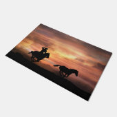 カントリー・ウェスタン・カウボーイと馬 ドアマット (アングル)