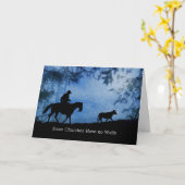 カントリー・ウェスタン・カウボーイの宗教的なクリスマス カード (黄色い花)