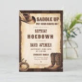 カントリー・ウェスタン | カウボーイ素朴誕生日 招待状 (スタンド正面)