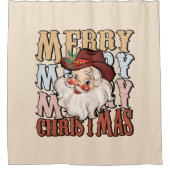 カントリー・ウェスタン・カウボーイ・クリスマス シャワーカーテン (正面)