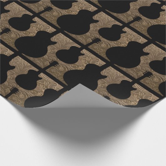 カントリー・ウェスタン・ギターカウボーイフェイク工具付きレザー ラッピングペーパー (角)