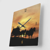 カントリー・ウェスタン・ステージコーチ スクエア壁時計 (傾斜)