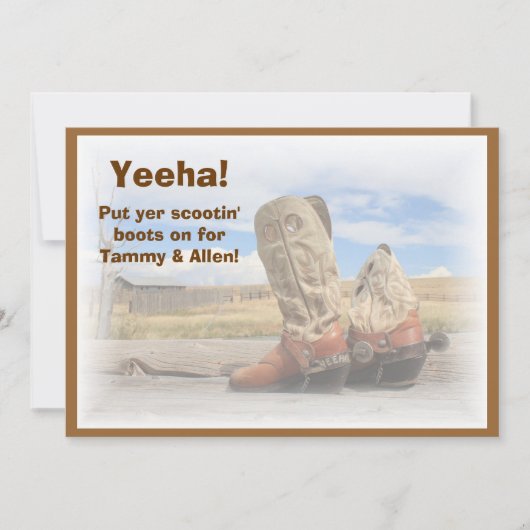 カントリー・ウェスタン・ダンスの結婚式招待状 招待状 (正面)