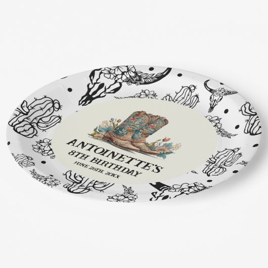 カントリー・ウェスタン・バースデーパーティー ペーパープレート (アングル)