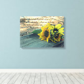 カントリー – ウェスタン、ヒマワリ、バイブル・バース キャンバスプリント (インサイチュ (ウッドフロア))