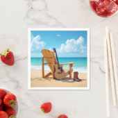 カントリー・ウェスタン・ブーツで海岸でギターを弾く スタンダードカクテルナプキン (インサイチュ)