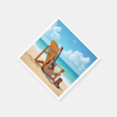 カントリー・ウェスタン・ブーツで海岸でギターを弾く スタンダードカクテルナプキン (角)