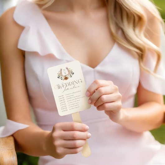 カントリー・ウェスタン・ボホ結婚式の日のタイムラインプログラム ハンドファン