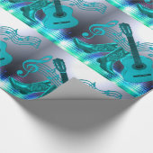 カントリー・ウェスタン・ミュージック・ブルー・ギターとカウボーイ・ブーツ ラッピングペーパー (角)