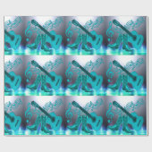 カントリー・ウェスタン・ミュージック・ブルー・ギターとカウボーイ・ブーツ ラッピングペーパー (フラット)