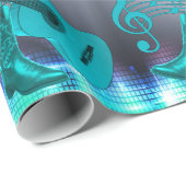 カントリー・ウェスタン・ミュージック・ブルー・ギターとカウボーイ・ブーツ ラッピングペーパー (ロールコーナー)