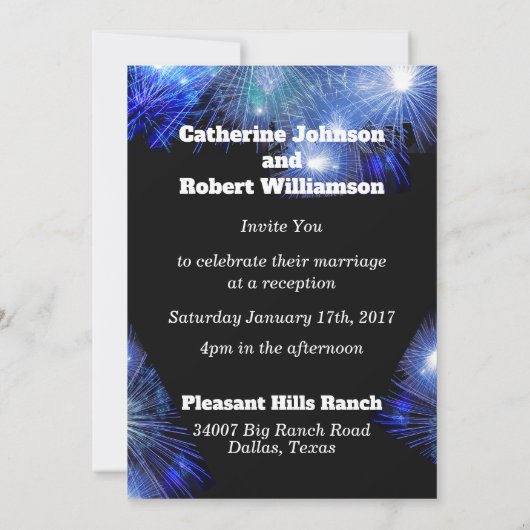 カントリー・ウェスタン・ミュージック・ブルー・ギターとカウボーイ・ブーツ 招待状 (裏面)