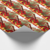 カントリー・ウェスタン・ミュージック・レッド・ギターとカウボーイ・ブーツ ラッピングペーパー (角)
