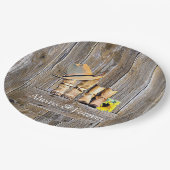 カントリー＆ウェスタン ラスティック カウボーイ ブーツ ひまわり ペーパープレート (アングル)