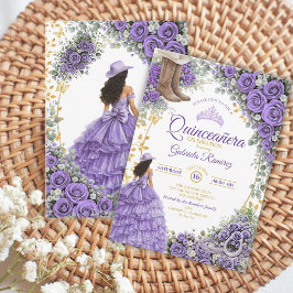 カントリー・ウェスタン ラベンダー 薔薇 ゴールド キンセアニェーラ 招待状