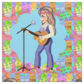 カントリー・ウェスタン・歌唱女性のカーボーイとギター ファブリック (クローズアップ)